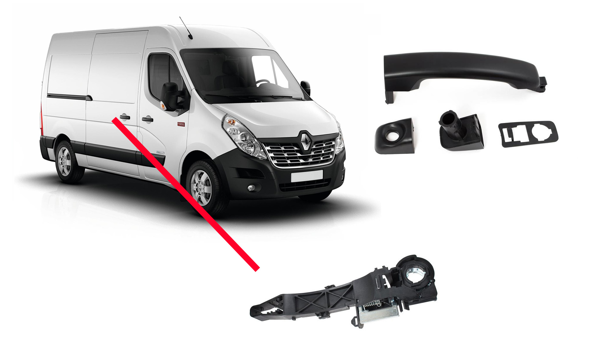 Poignée + Mécanisme Porte Latérale Droite Renault Master 2010 Opel Movano Nissan Nv400
