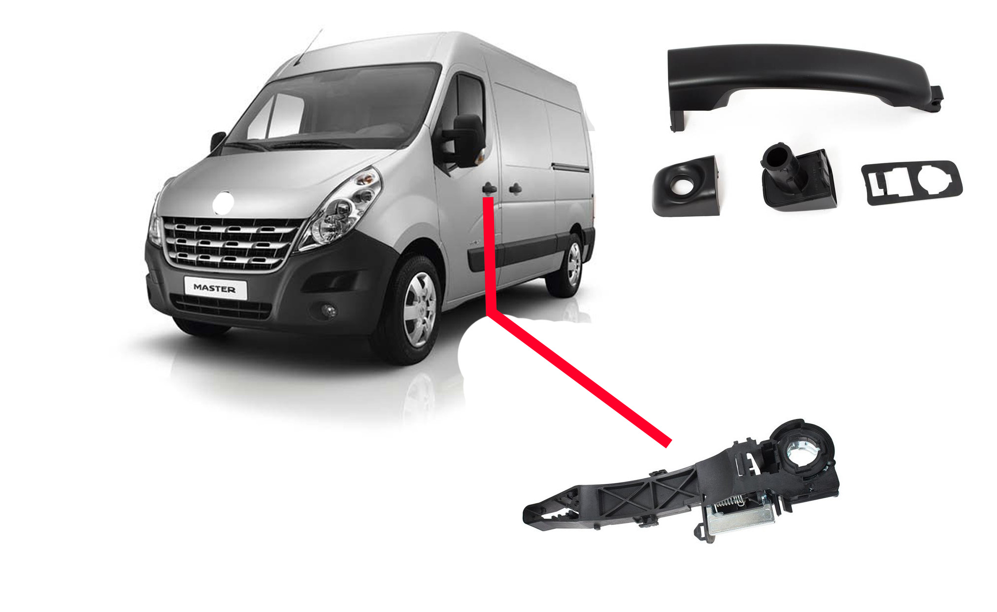 Poignée + Mécanisme Porte Conducteur L Renault Master 2010 Opel Movano Nissan Nv400