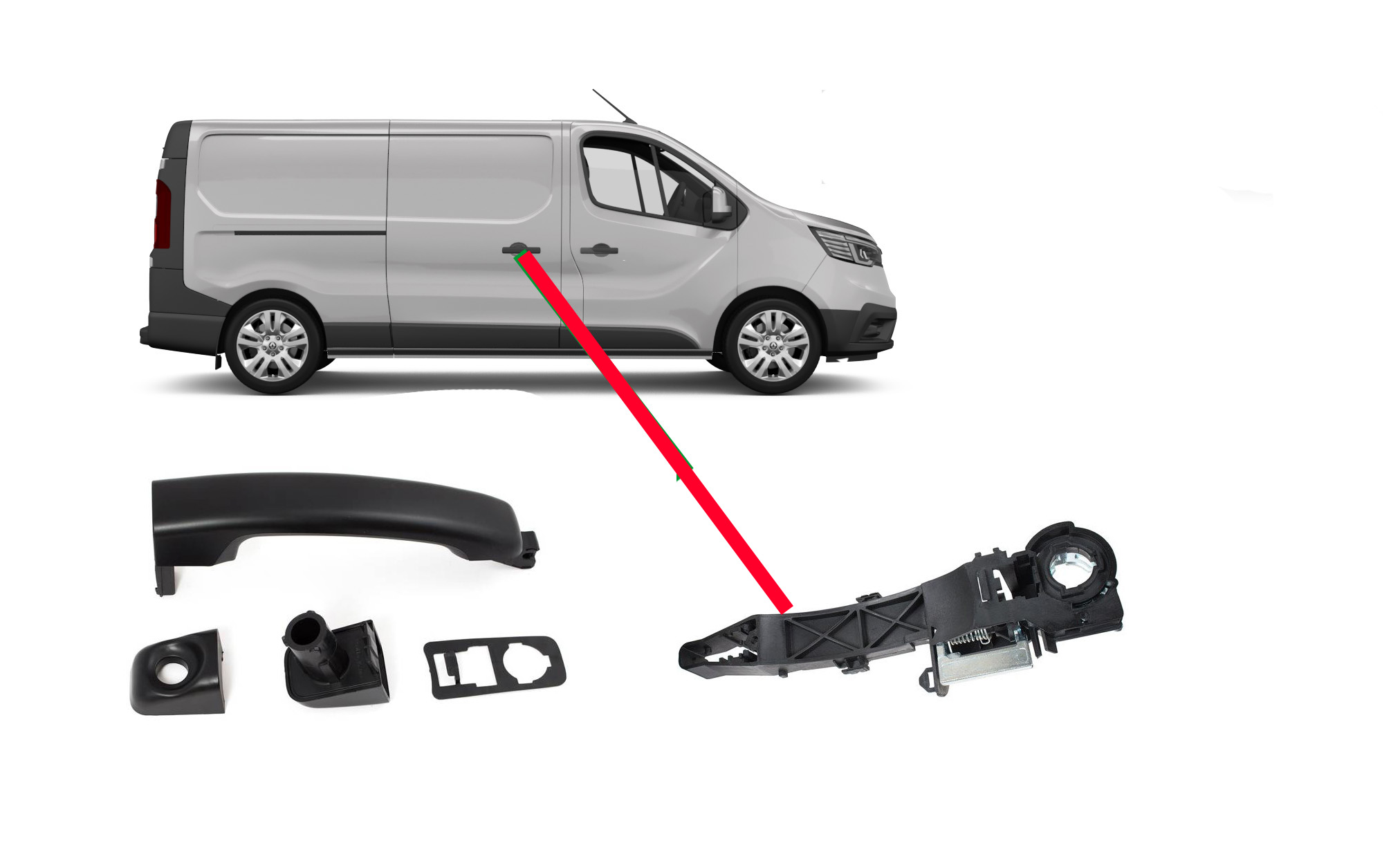 Poignée + Mécanisme Porte Latéral Droite Renault Trafic Iii Opel Vivaro Ii Nissan Nv300 Primastar Fiat Talento 2014 