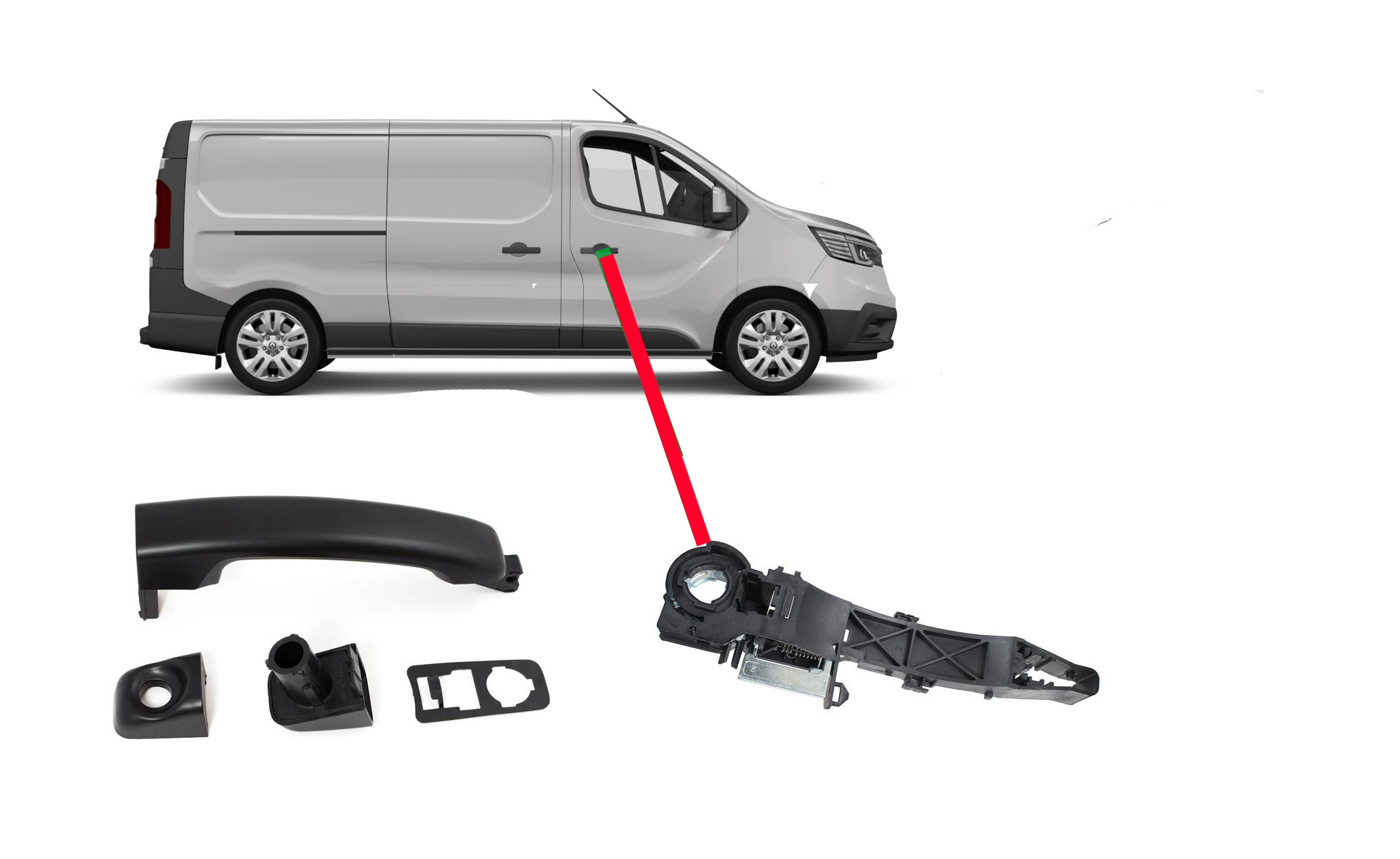 Poignée + Mécanisme Porte Passager Droite Renault Trafic Iii Opel Vivaro Ii Nissan Nv300 Primastar Fiat Talento 2014 